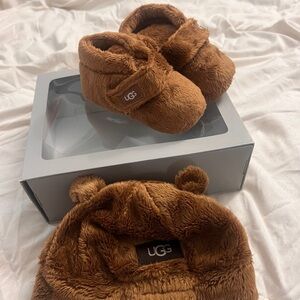 UGG Brown Baby Booties and Hat Set